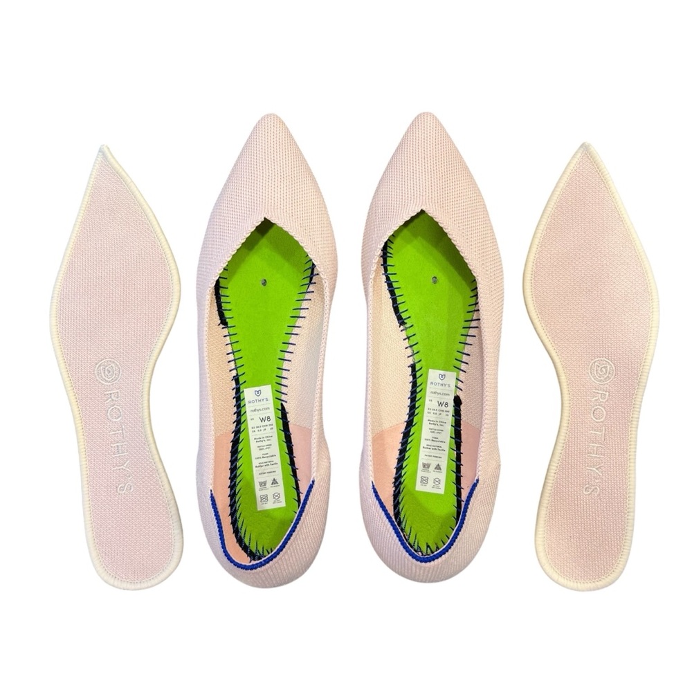 ROTHY’s The Point Ballet Flat Blush Light Pink Women’s Size 8 | Tortoise Shell - Picture 3 of 9